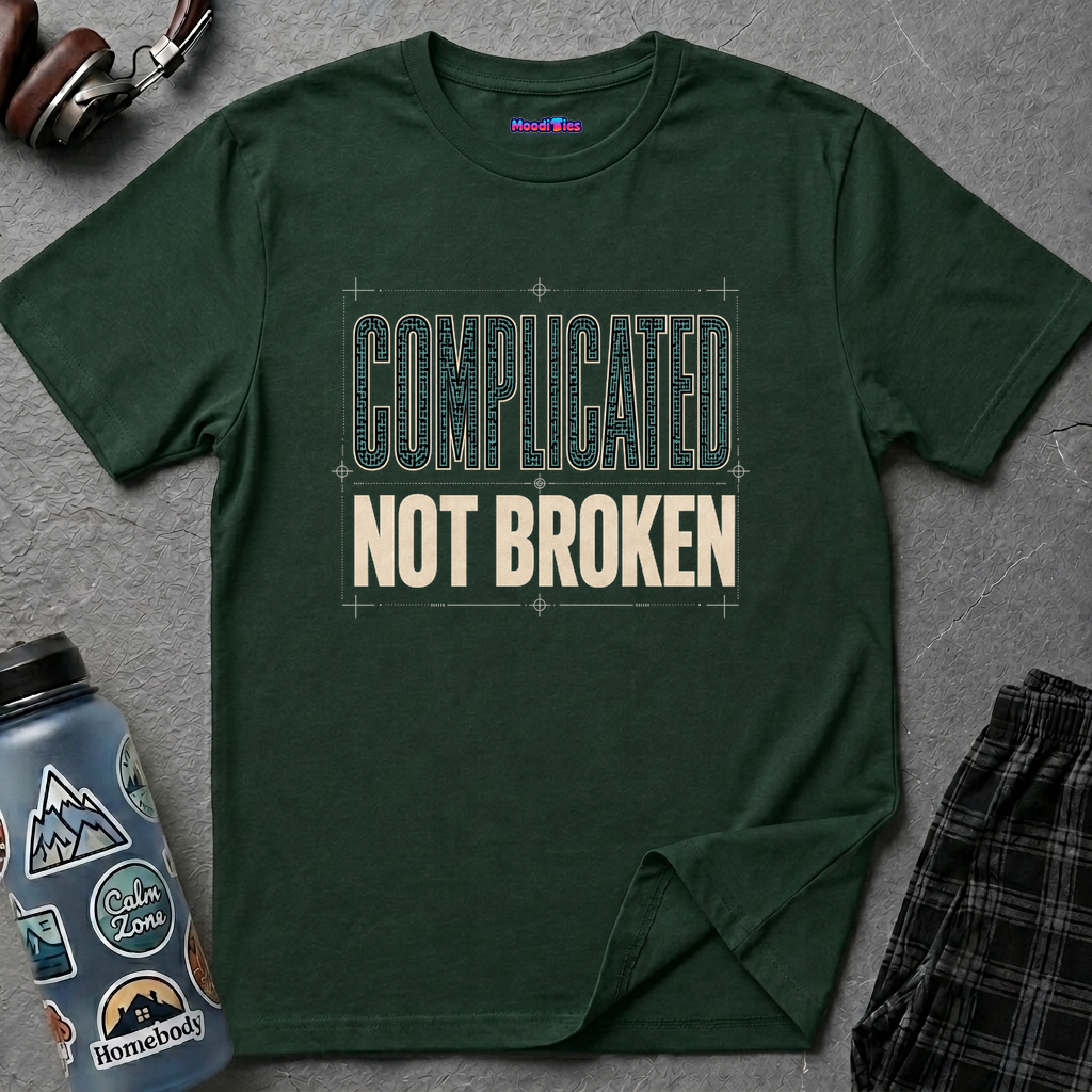 "Complicated, Not Broken" Maze Letters T‑Shirt