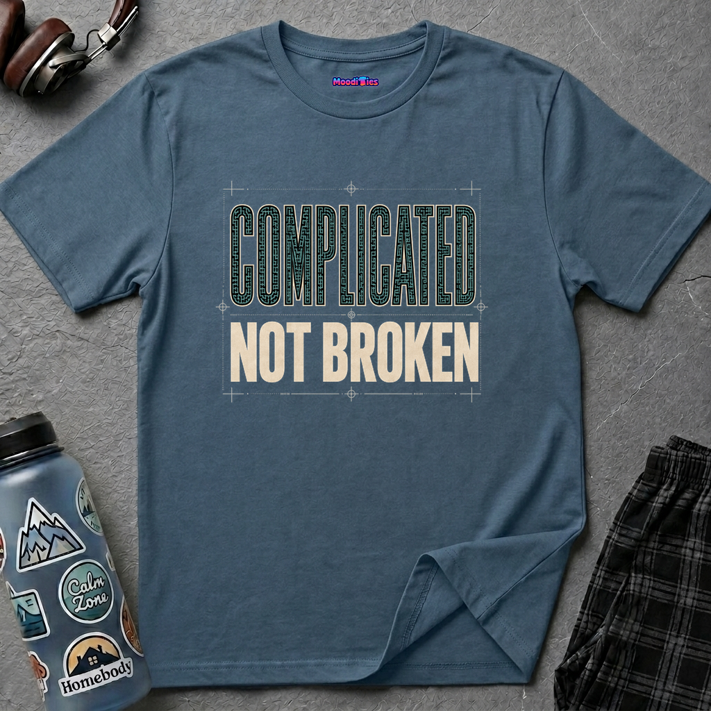 "Complicated, Not Broken" Maze Letters T‑Shirt