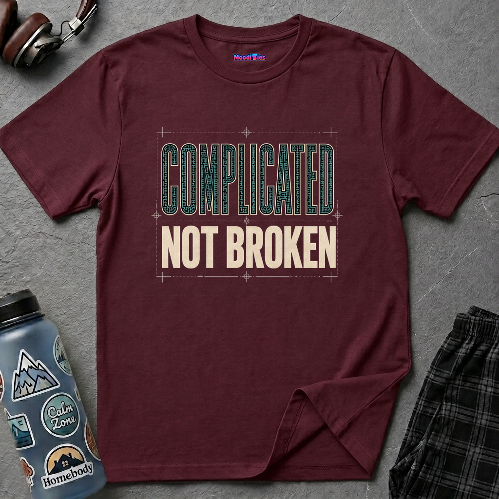 "Complicated, Not Broken" Maze Letters T‑Shirt
