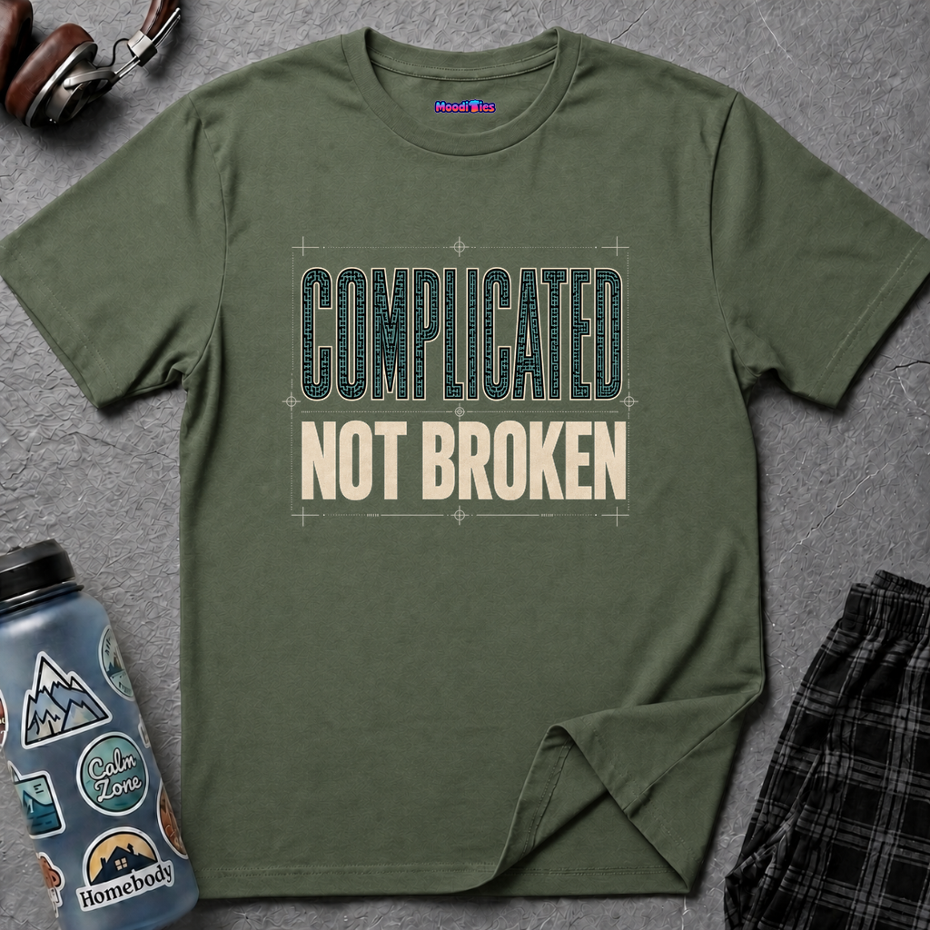 "Complicated, Not Broken" Maze Letters T‑Shirt