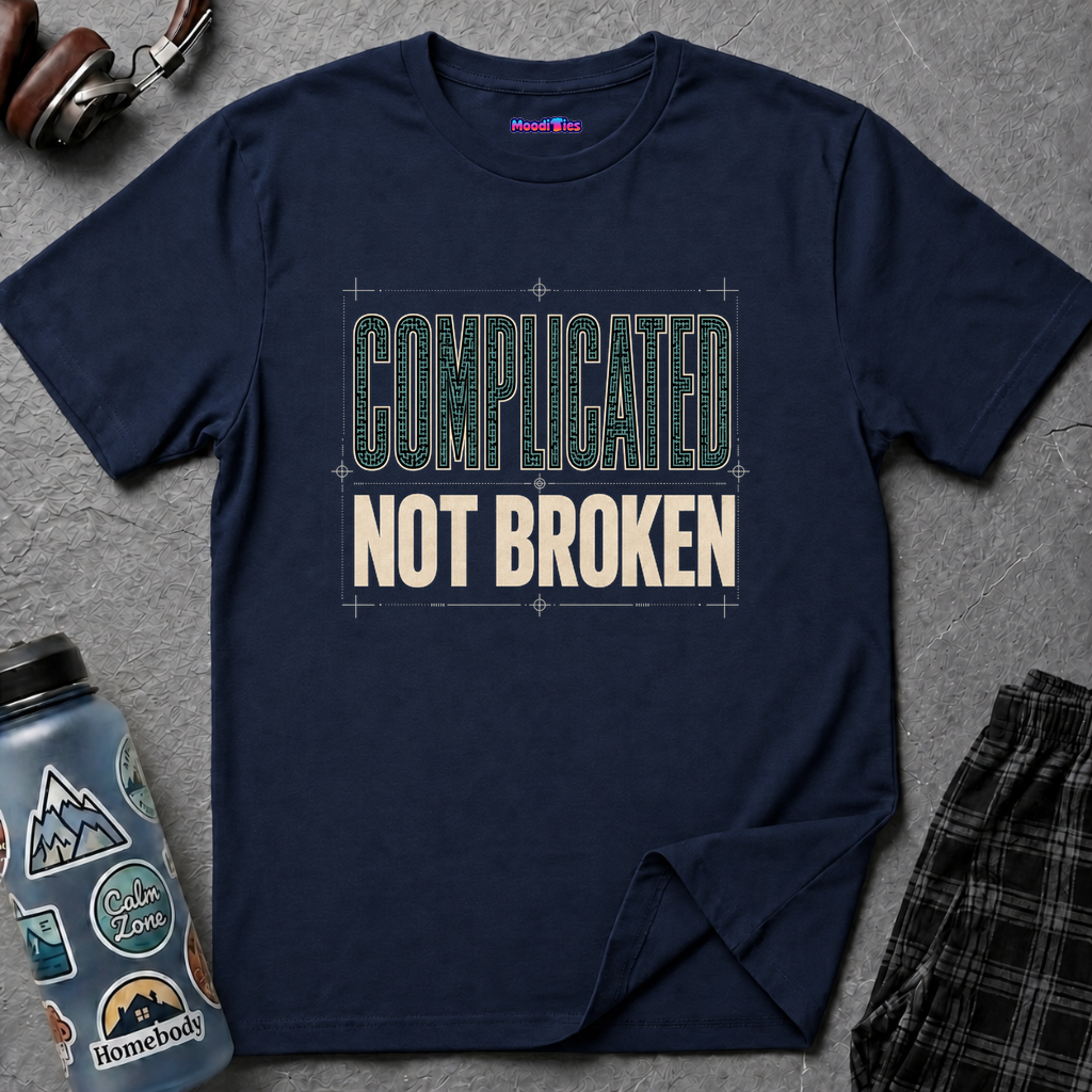"Complicated, Not Broken" Maze Letters T‑Shirt