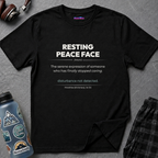 Dictionary entry-style text featuring the word "Resting Peace Face " with its definition and humorous tagline in a clean modern font.
