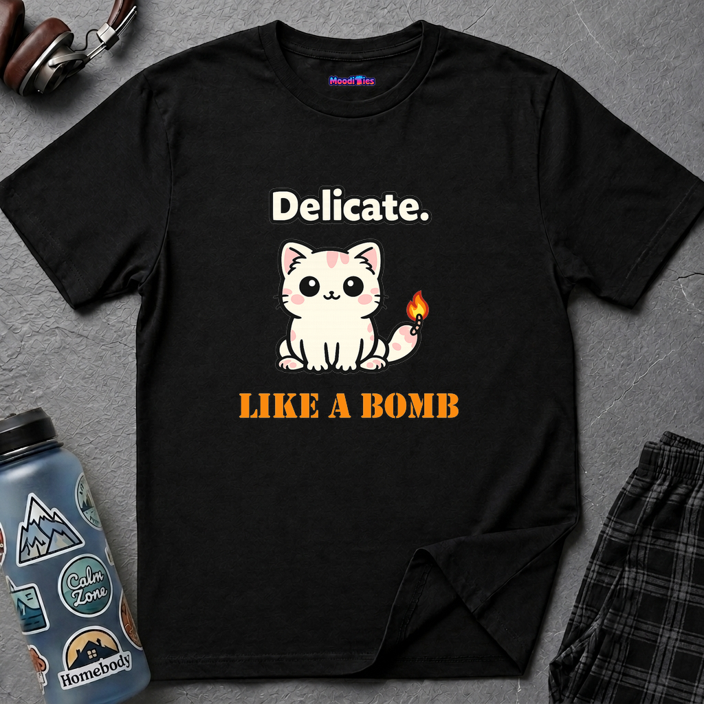 "Delicate. Like a Bomb." Cat T-Shirt