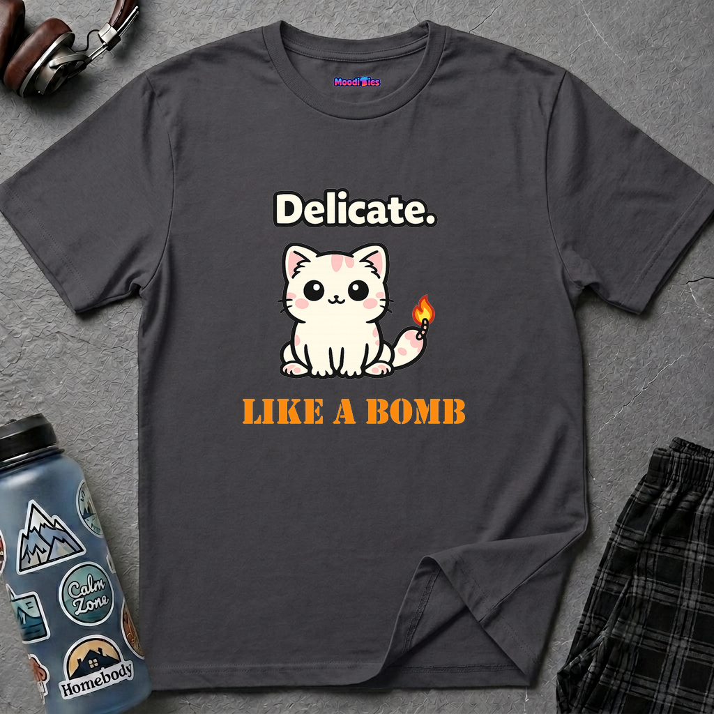 "Delicate. Like a Bomb." Cat T-Shirt