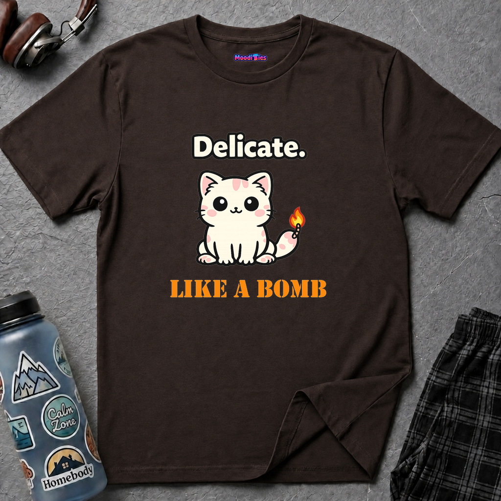 "Delicate. Like a Bomb." Cat T-Shirt