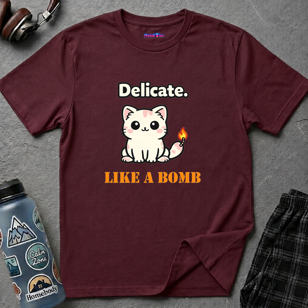 "Delicate. Like a Bomb." Cat T-Shirt