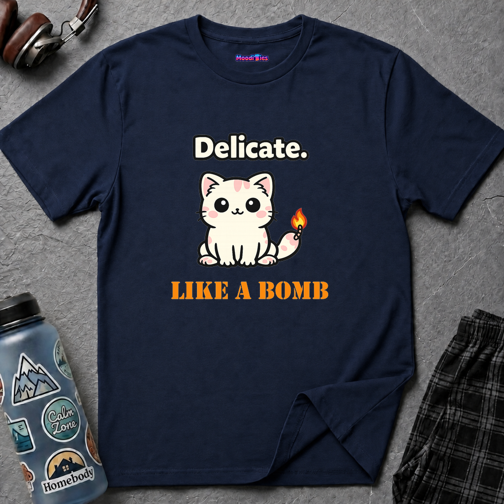 "Delicate. Like a Bomb." Cat T-Shirt