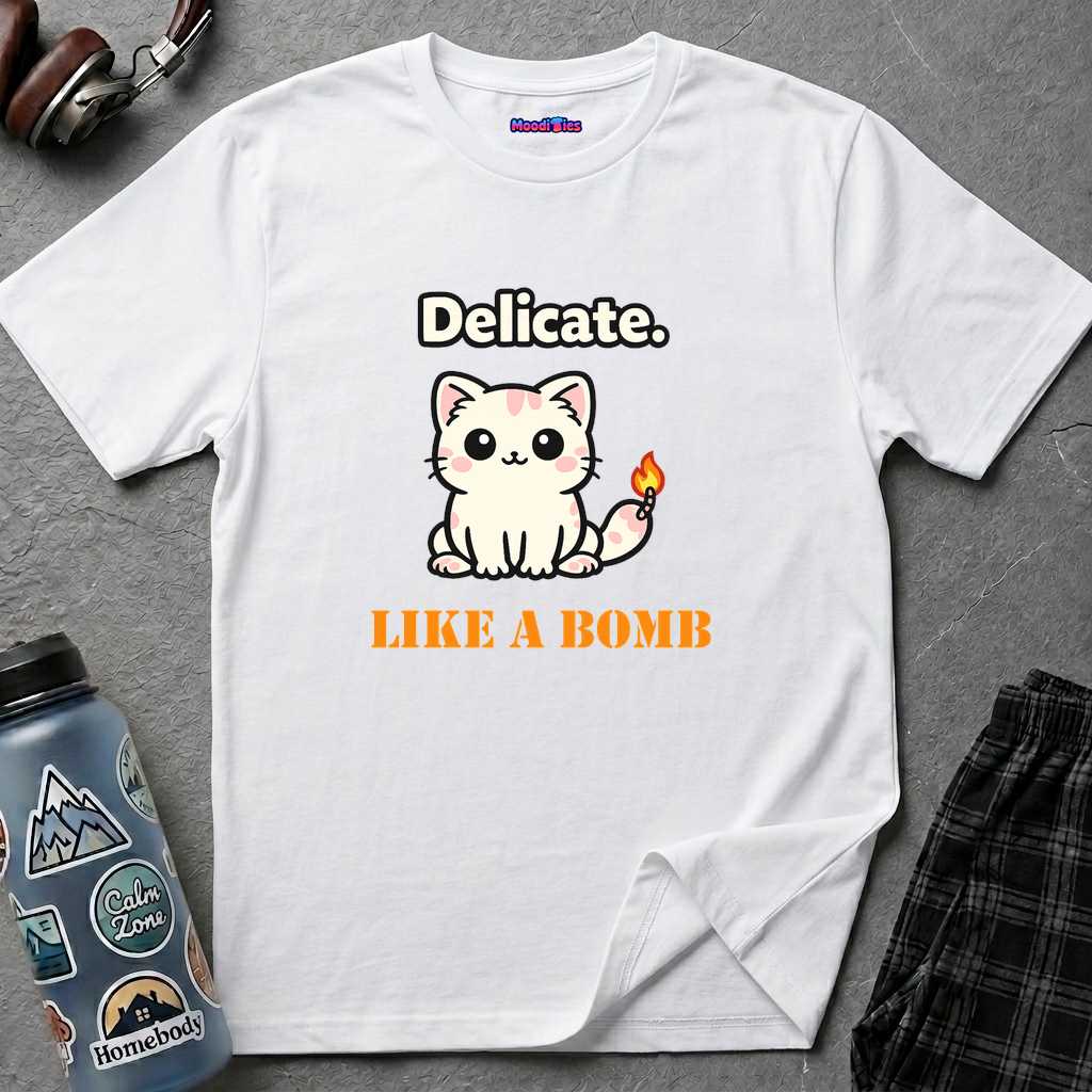 "Delicate. Like a Bomb." Cat T-Shirt