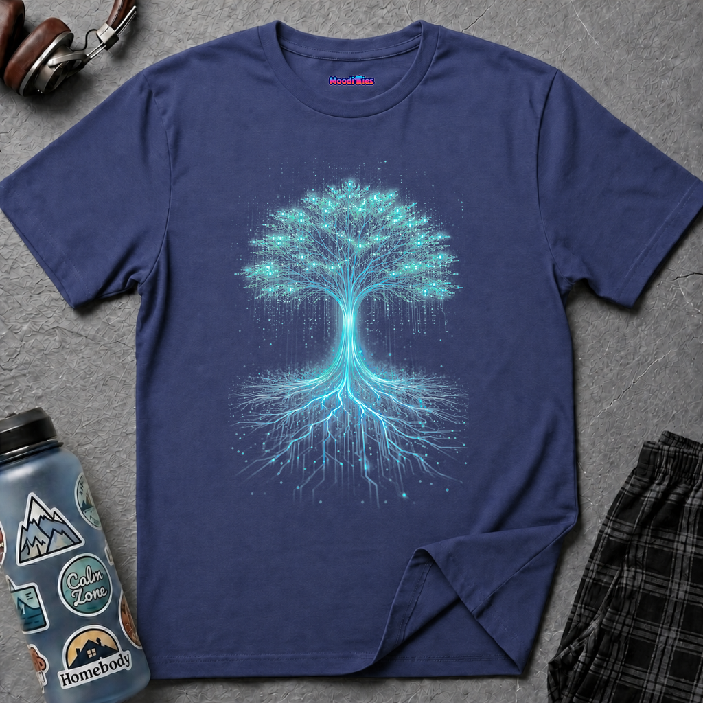 Digital Tree of Life (Blue) Graphic T-Shirt