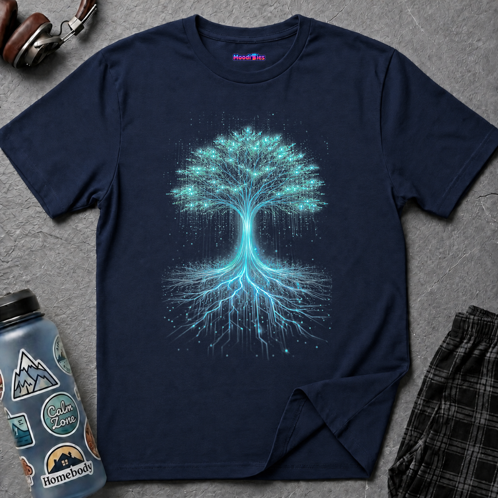 Digital Tree of Life (Blue) Graphic T-Shirt