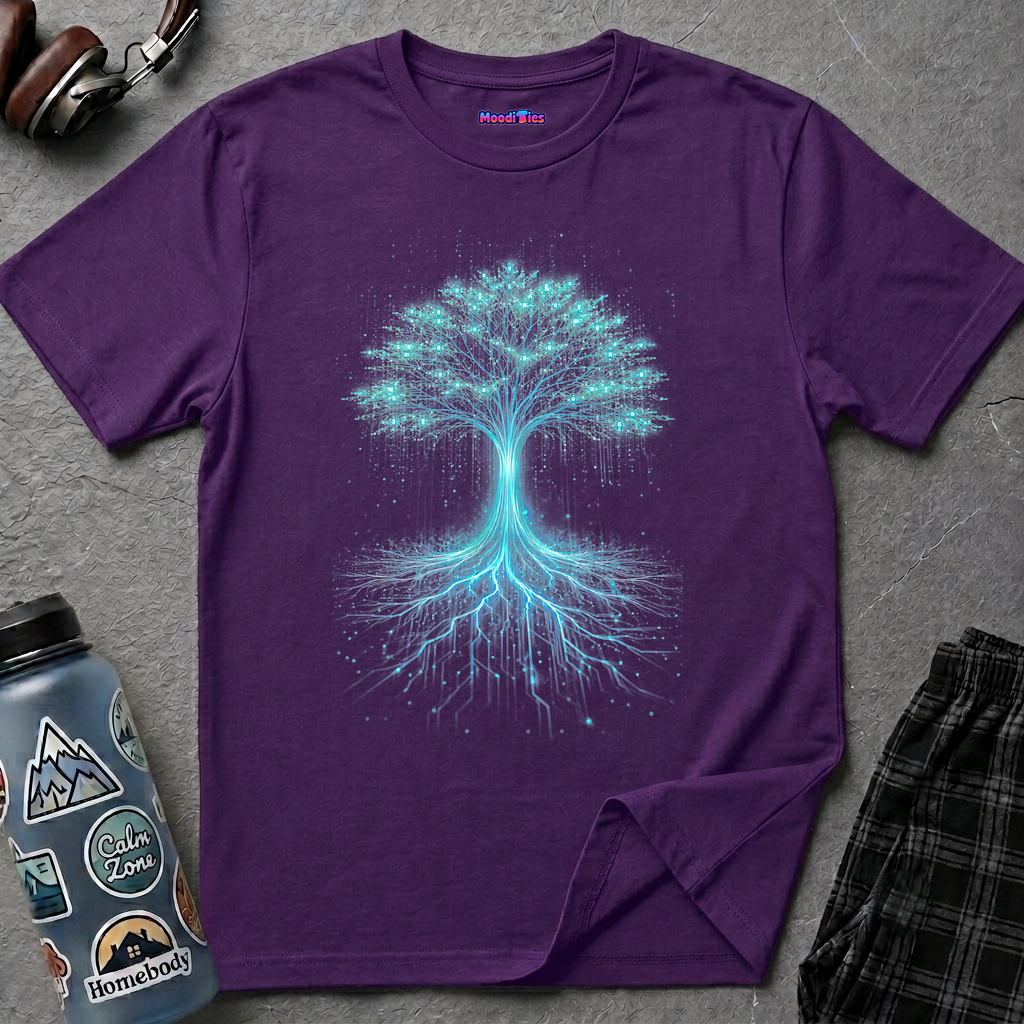 Digital Tree of Life (Blue) Graphic T-Shirt