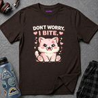 "Don't Worry, I Bite." Fanged Kawaii Kitty T-Shirt
