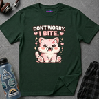 "Don't Worry, I Bite." Fanged Kawaii Kitty T-Shirt
