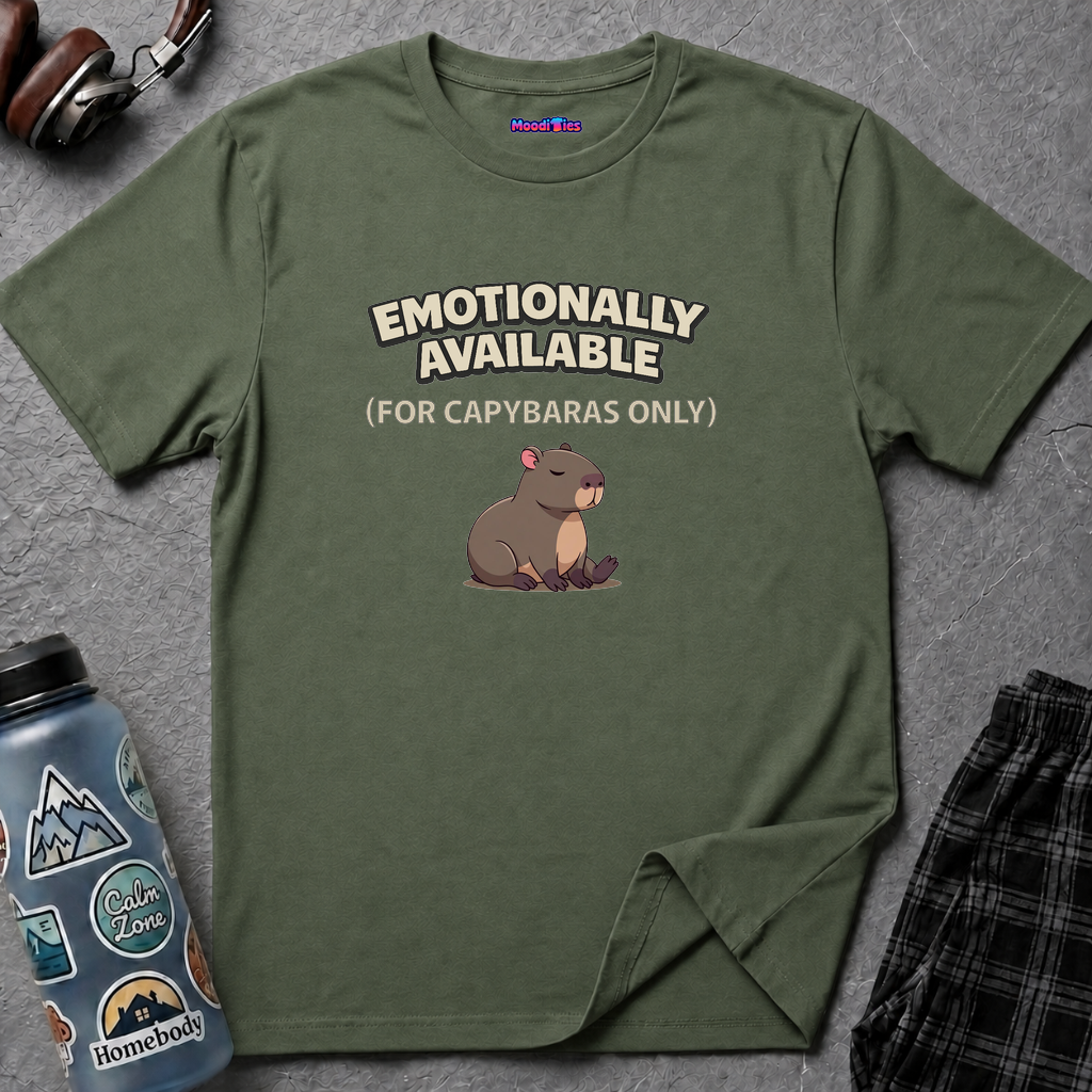 "Emotionally Available (For Capybaras Only)” Capybara T-Shirt