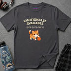 "Emotionally Available (For Cats Only)" Cat Playing with Yarn T-Shirt
