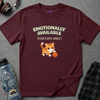 "Emotionally Available (For Cats Only)" Cat Playing with Yarn T-Shirt