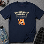 "Emotionally Available (For Cats Only)" Cat Playing with Yarn T-Shirt