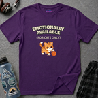 "Emotionally Available (For Cats Only)" Cat Playing with Yarn T-Shirt