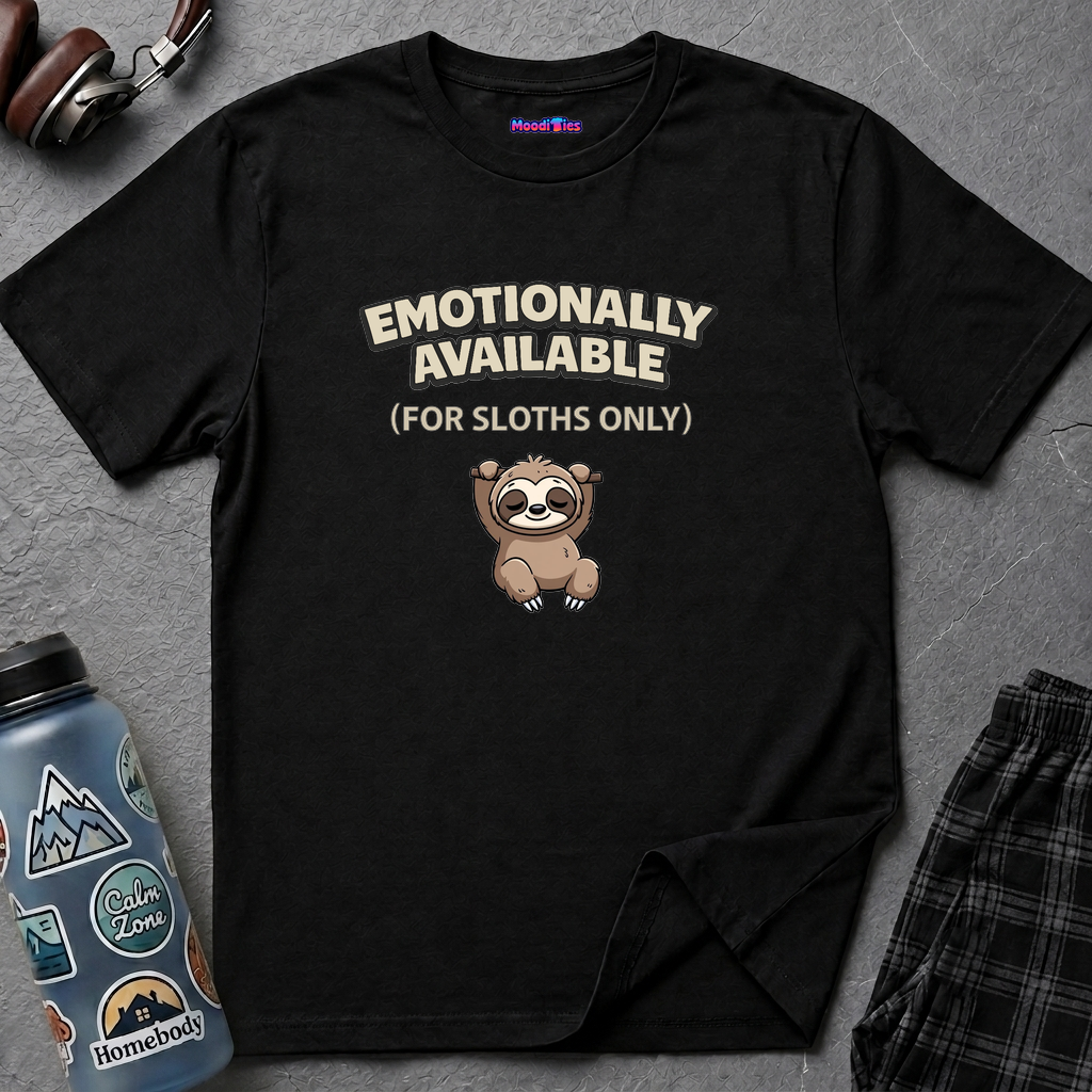 "Emotionally Available (For Sloths Only)" Cute Sloth T-Shirt