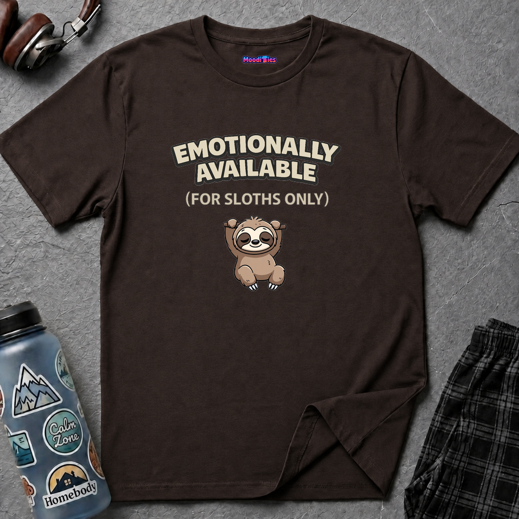 "Emotionally Available (For Sloths Only)" Cute Sloth T-Shirt