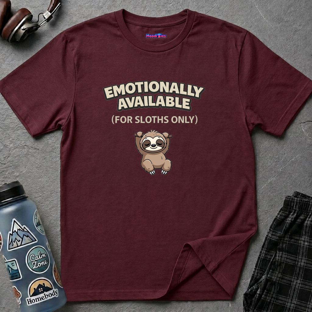 "Emotionally Available (For Sloths Only)" Cute Sloth T-Shirt