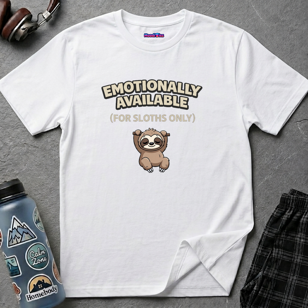 "Emotionally Available (For Sloths Only)" Cute Sloth T-Shirt