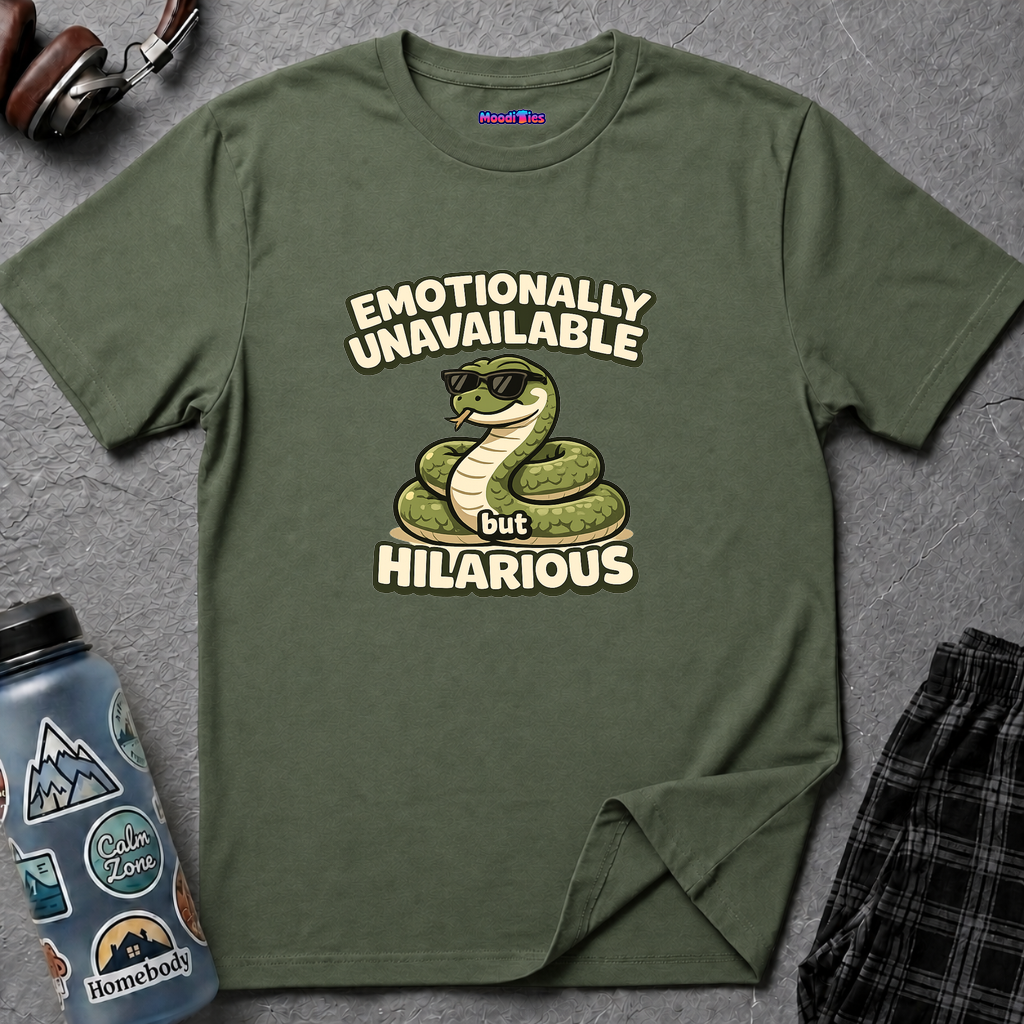 "Emotionally Unavailable But Hilarious" Snake T-Shirt