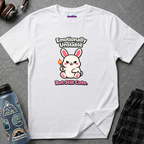 Text "Emotionally Unstable But Still Cute," with cute wicked bunny holding up a lit match