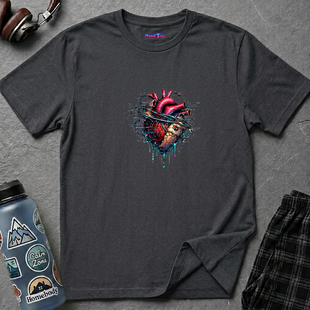 Entangled Heart T-Shirt — X-Ray Anatomical Heart Graphic Tee