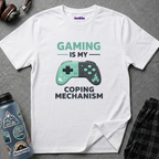 Game controller split into moon and flame designs with the text Gaming Is My Coping Mechanism.