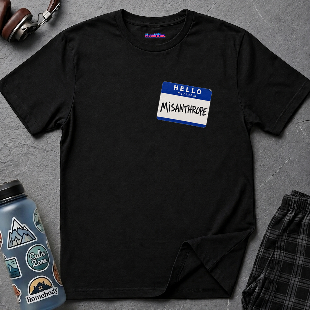 "Hello My Name Is Misanthrope" Name Tag T-Shirt — Funny Introvert Graphic Tee