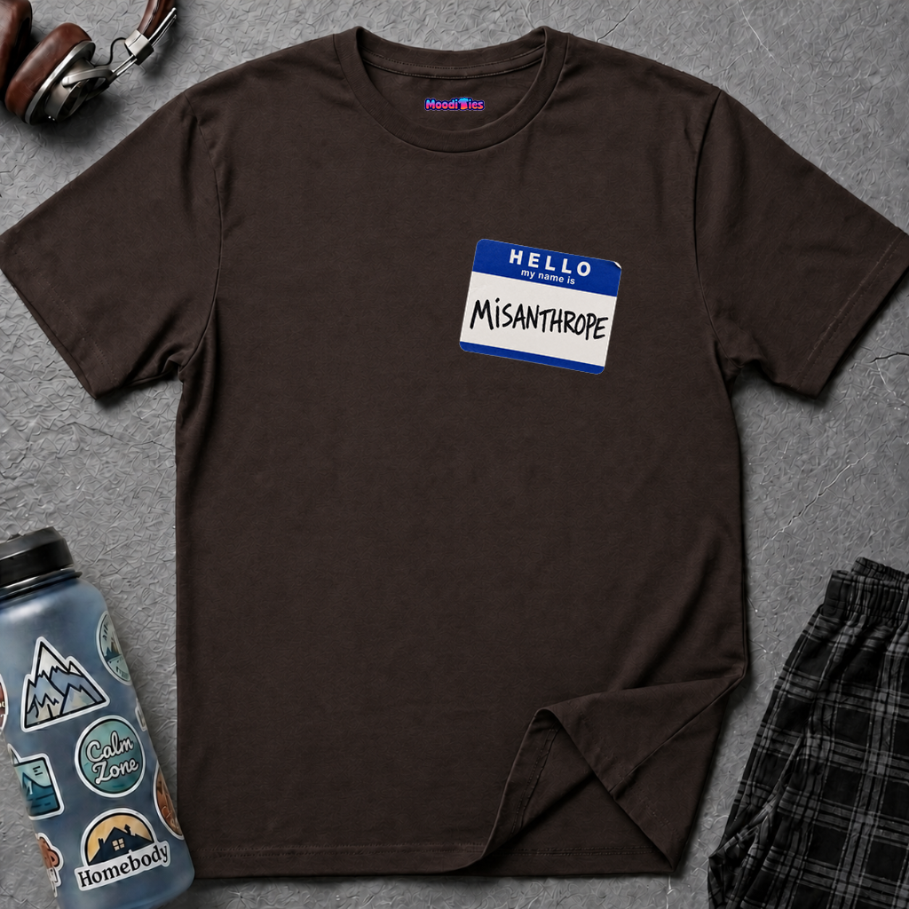 "Hello My Name Is Misanthrope" Name Tag T-Shirt — Funny Introvert Graphic Tee