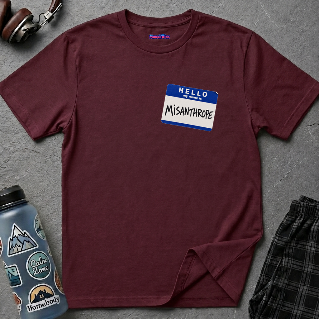 "Hello My Name Is Misanthrope" Name Tag T-Shirt — Funny Introvert Graphic Tee