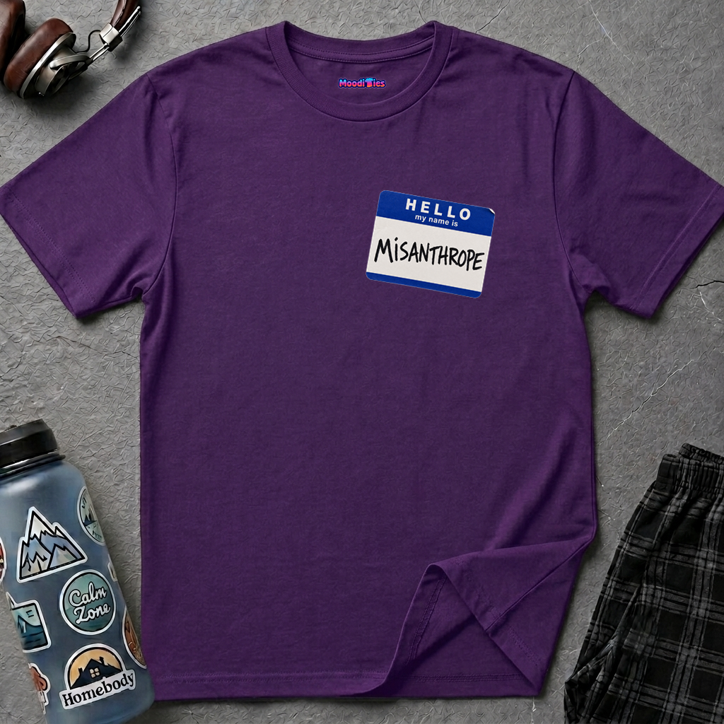 "Hello My Name Is Misanthrope" Name Tag T-Shirt — Funny Introvert Graphic Tee