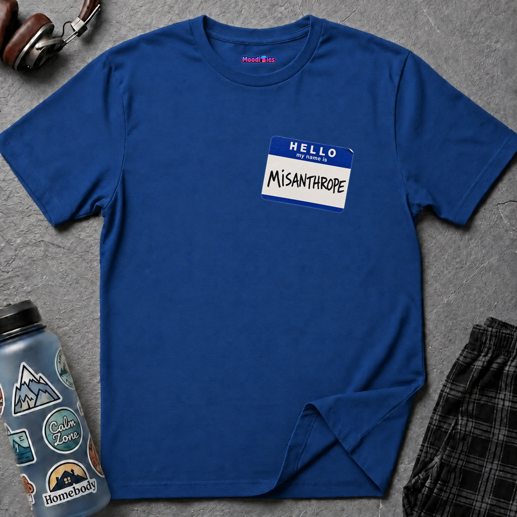 "Hello My Name Is Misanthrope" Name Tag T-Shirt — Funny Introvert Graphic Tee