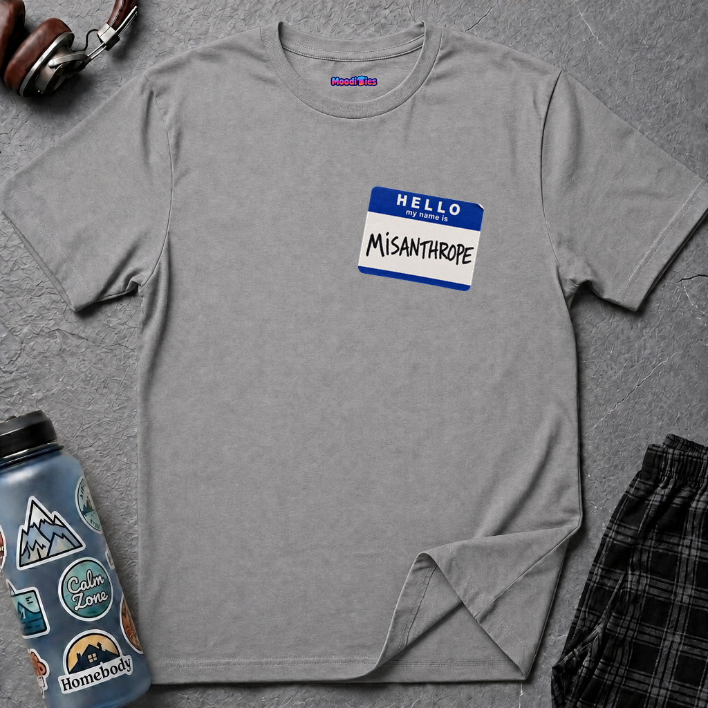 "Hello My Name Is Misanthrope" Name Tag T-Shirt — Funny Introvert Graphic Tee