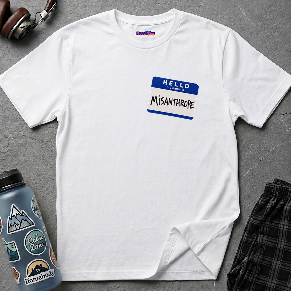 "Hello My Name Is Misanthrope" Name Tag T-Shirt — Funny Introvert Graphic Tee