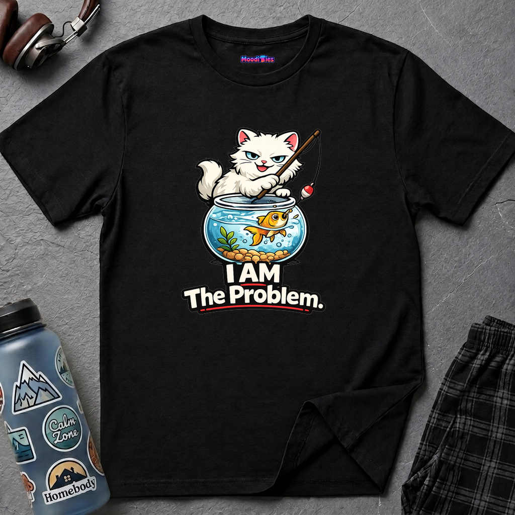 "I AM The Problem" Cat with Goldfish T-Shirt