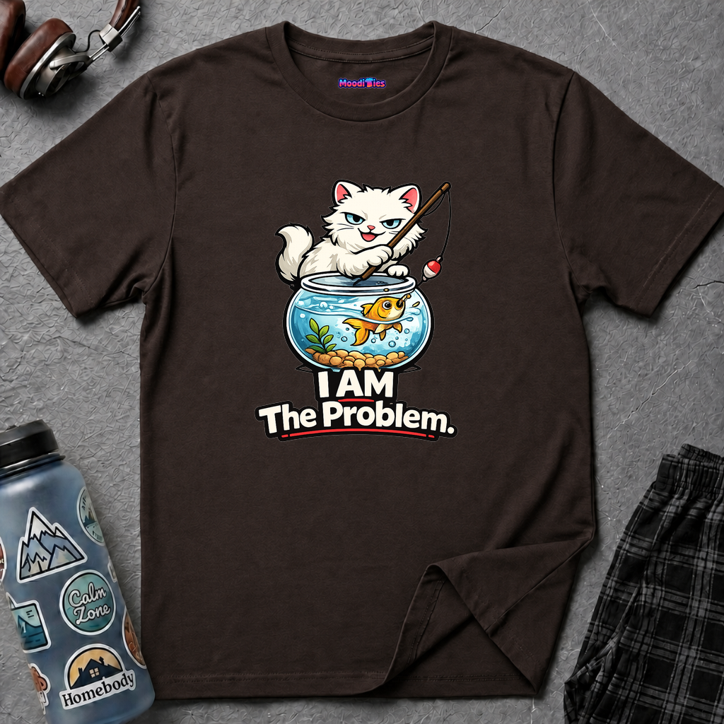 "I AM The Problem" Cat with Goldfish T-Shirt
