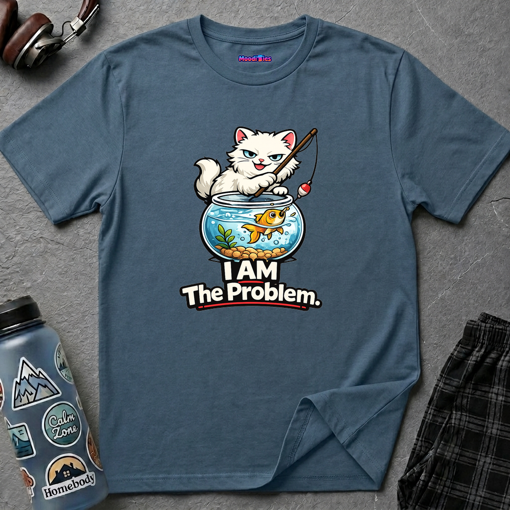 "I AM The Problem" Cat with Goldfish T-Shirt