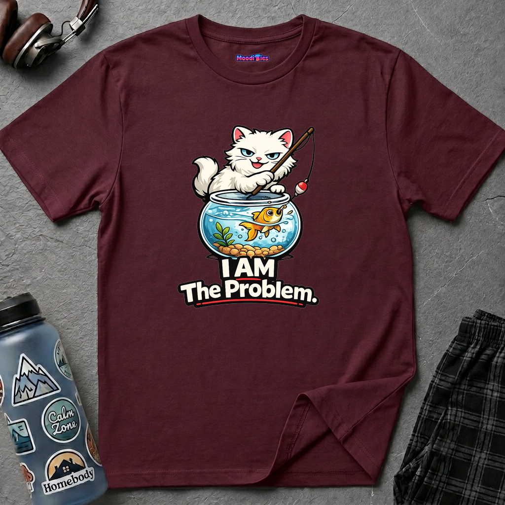 "I AM The Problem" Cat with Goldfish T-Shirt