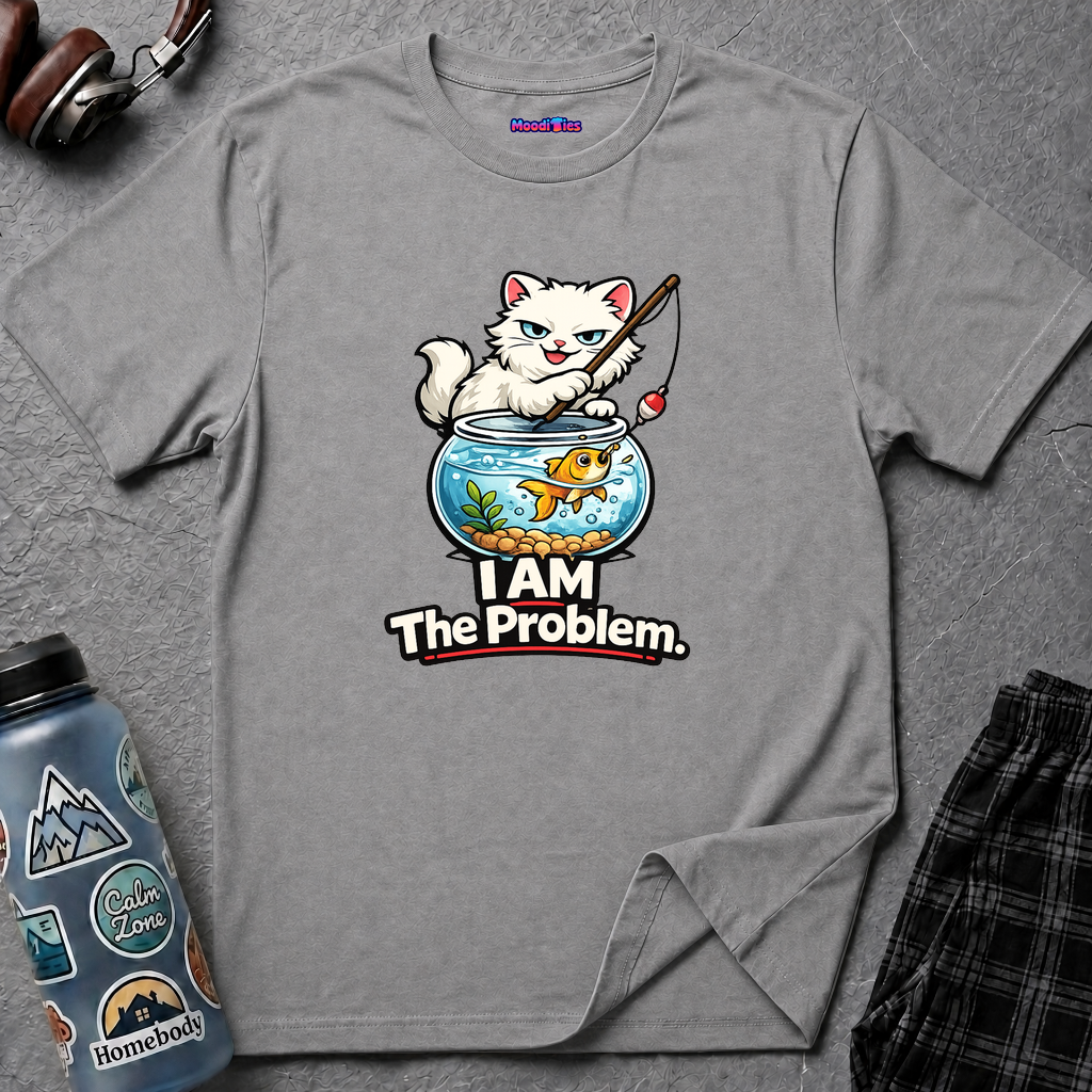 "I AM The Problem" Cat with Goldfish T-Shirt