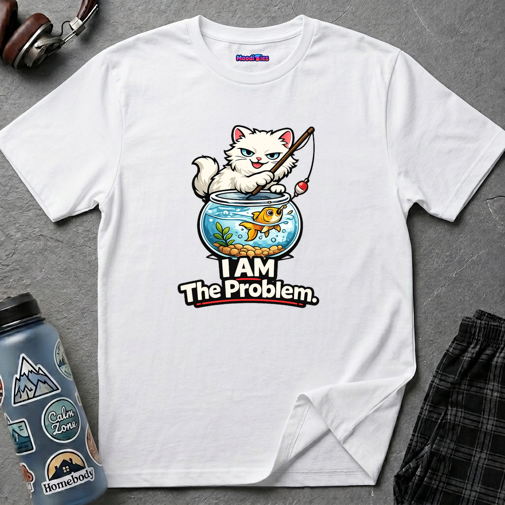 "I AM The Problem" Cat with Goldfish T-Shirt