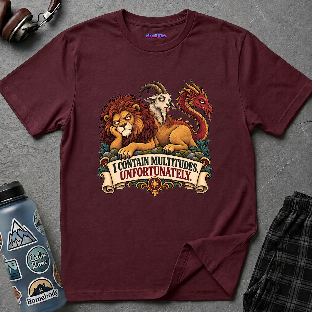 "I Contain Multitudes. Unfortunately." Cranky Chimera T-Shirt