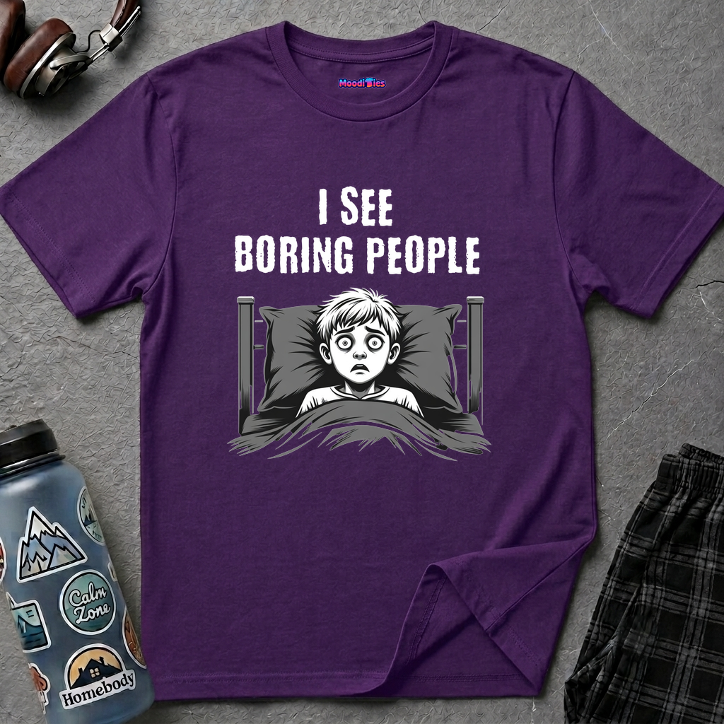 "I See Boring People" Spooked Boy T-Shirt