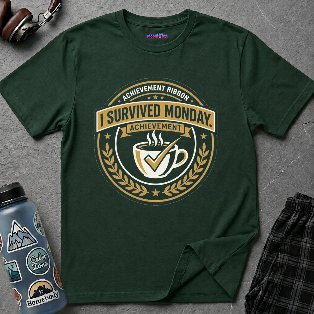 "I Survived Monday" Achievement Ribbon T-Shirt