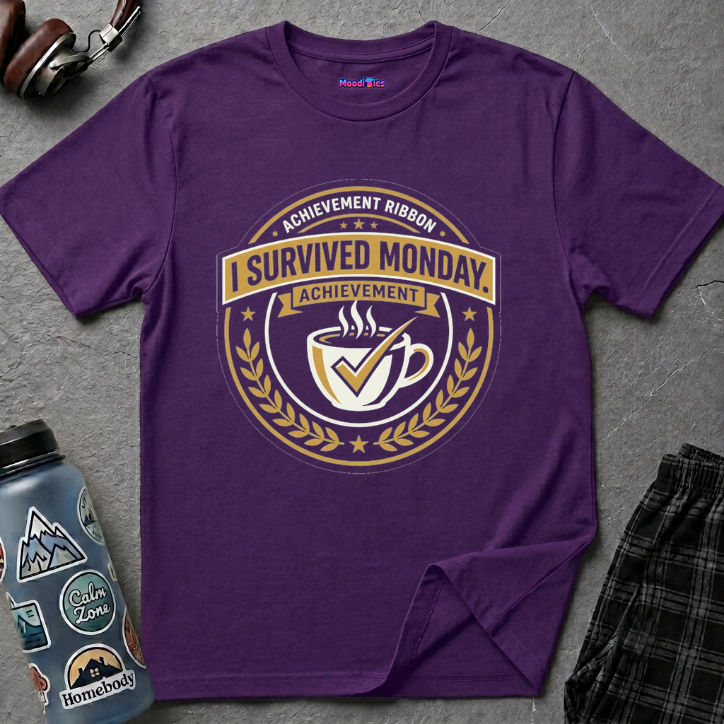 "I Survived Monday" Achievement Ribbon T-Shirt
