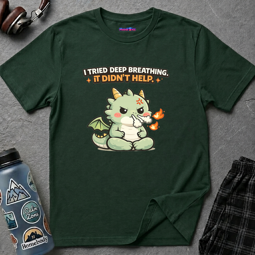 "I Tried Deep Breathing" Snorting Baby Dragon T‑Shirt