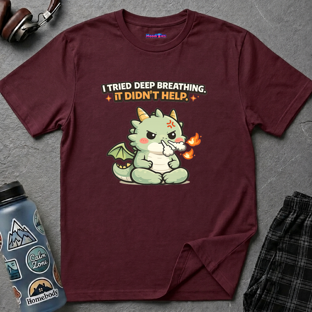 "I Tried Deep Breathing" Snorting Baby Dragon T‑Shirt