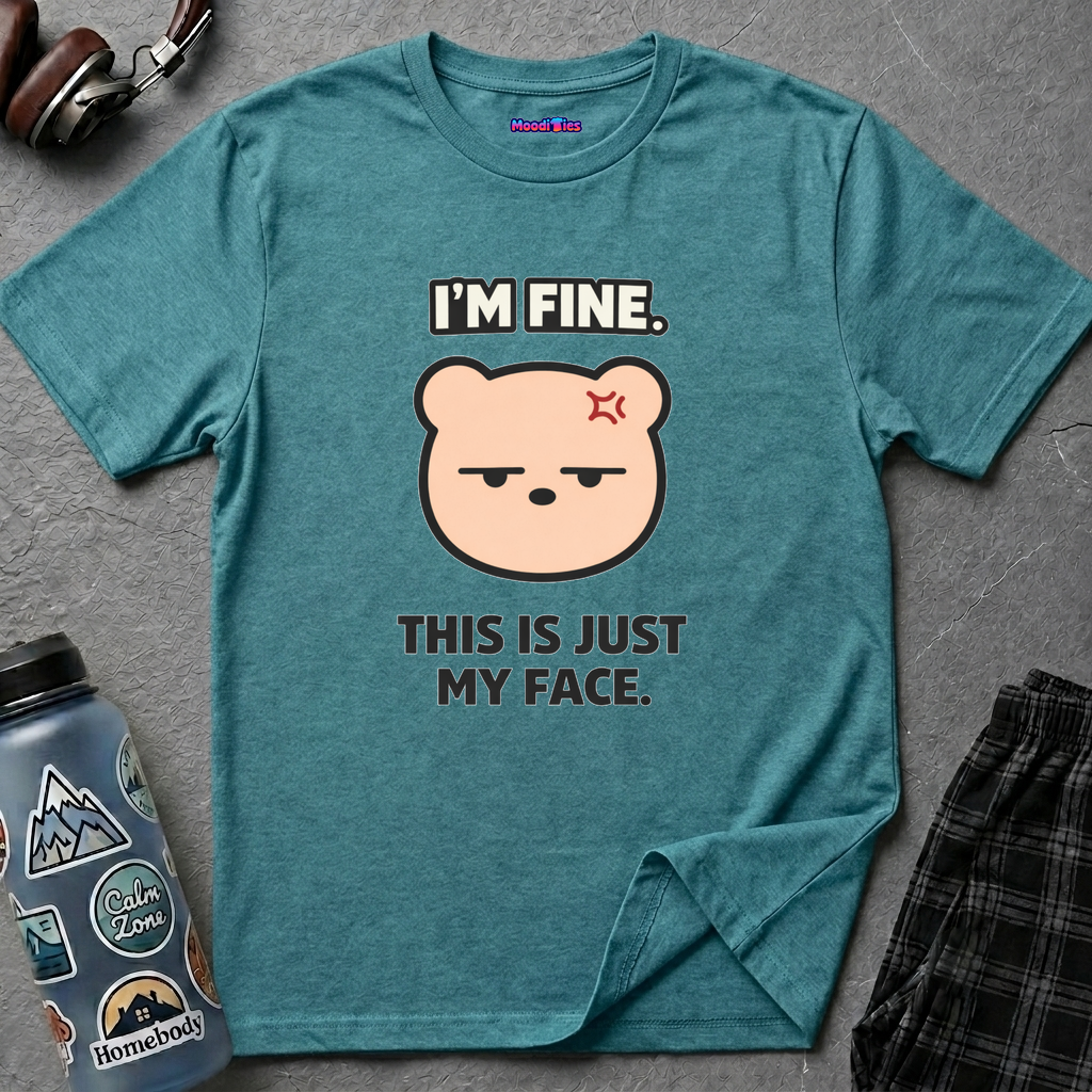 "I'm Fine. This Is Just My Face." Deadpan Bear T‑Shirt